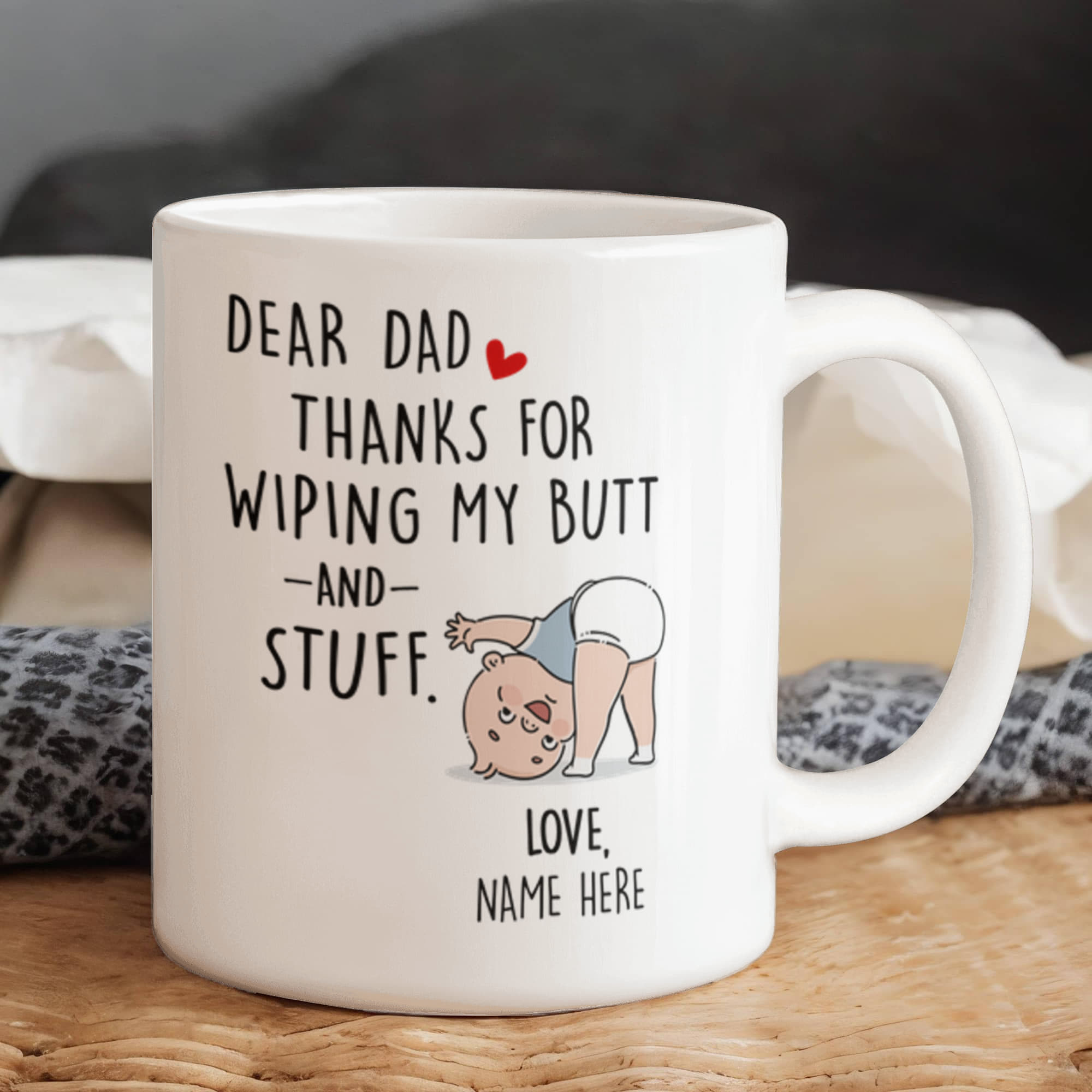 Funny Dad Mug from Baby – Personalized Thank You Dad Mug, New Dad Gift, First Father’s Day Coffee Mug