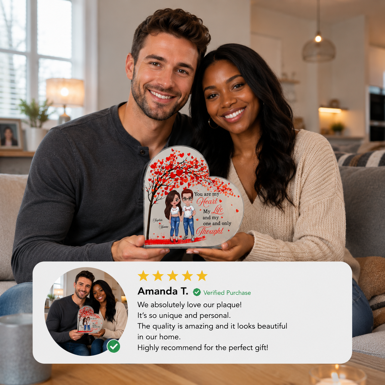 Anniversary gift featuring personalized couple artwork