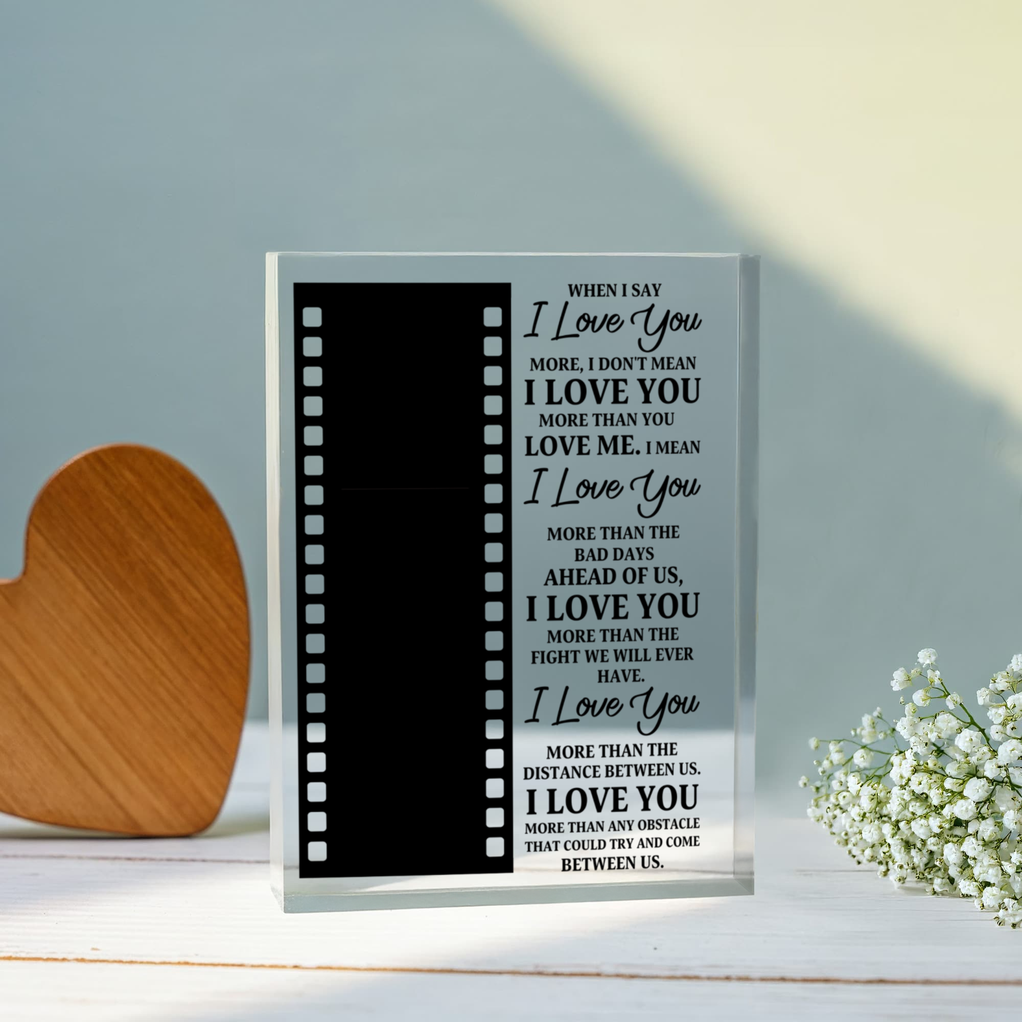 Custom film roll style acrylic plaque with photos