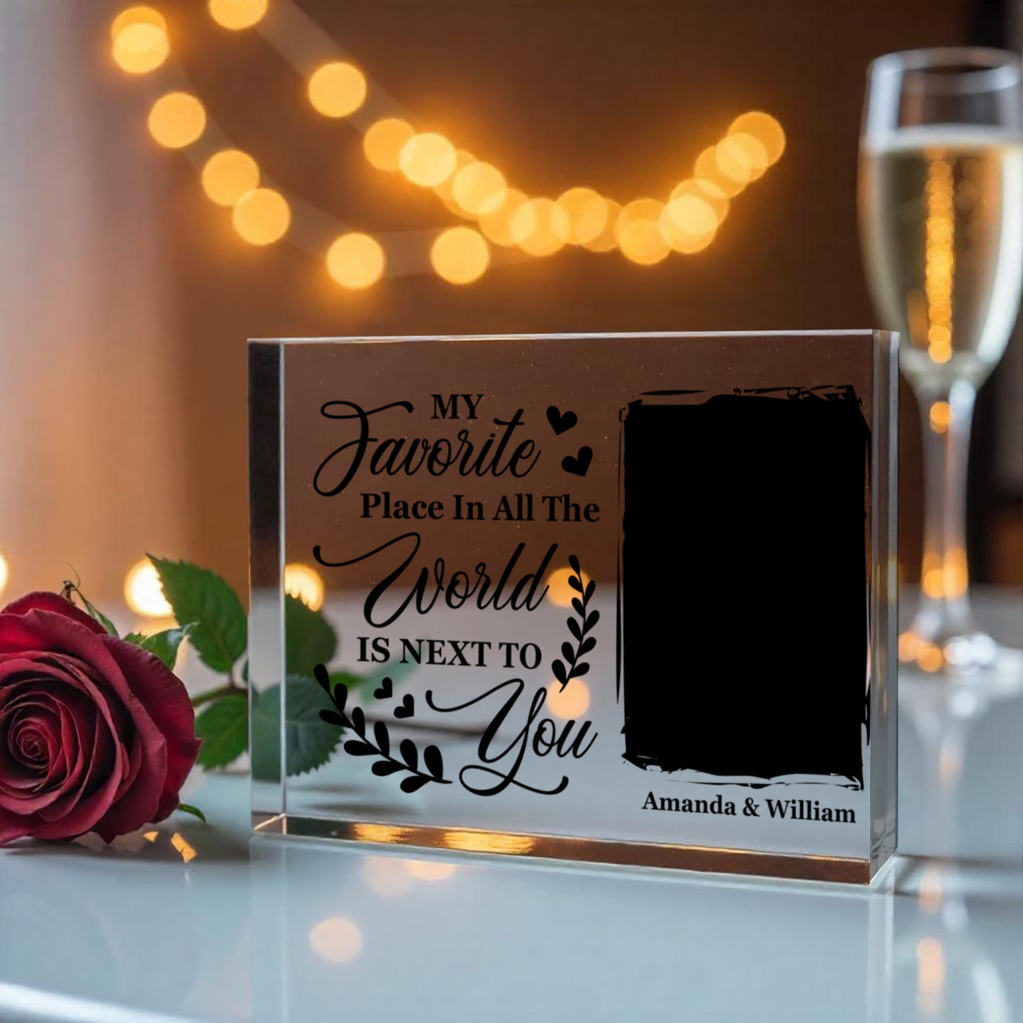 Custom couple name photo plaque clear acrylic