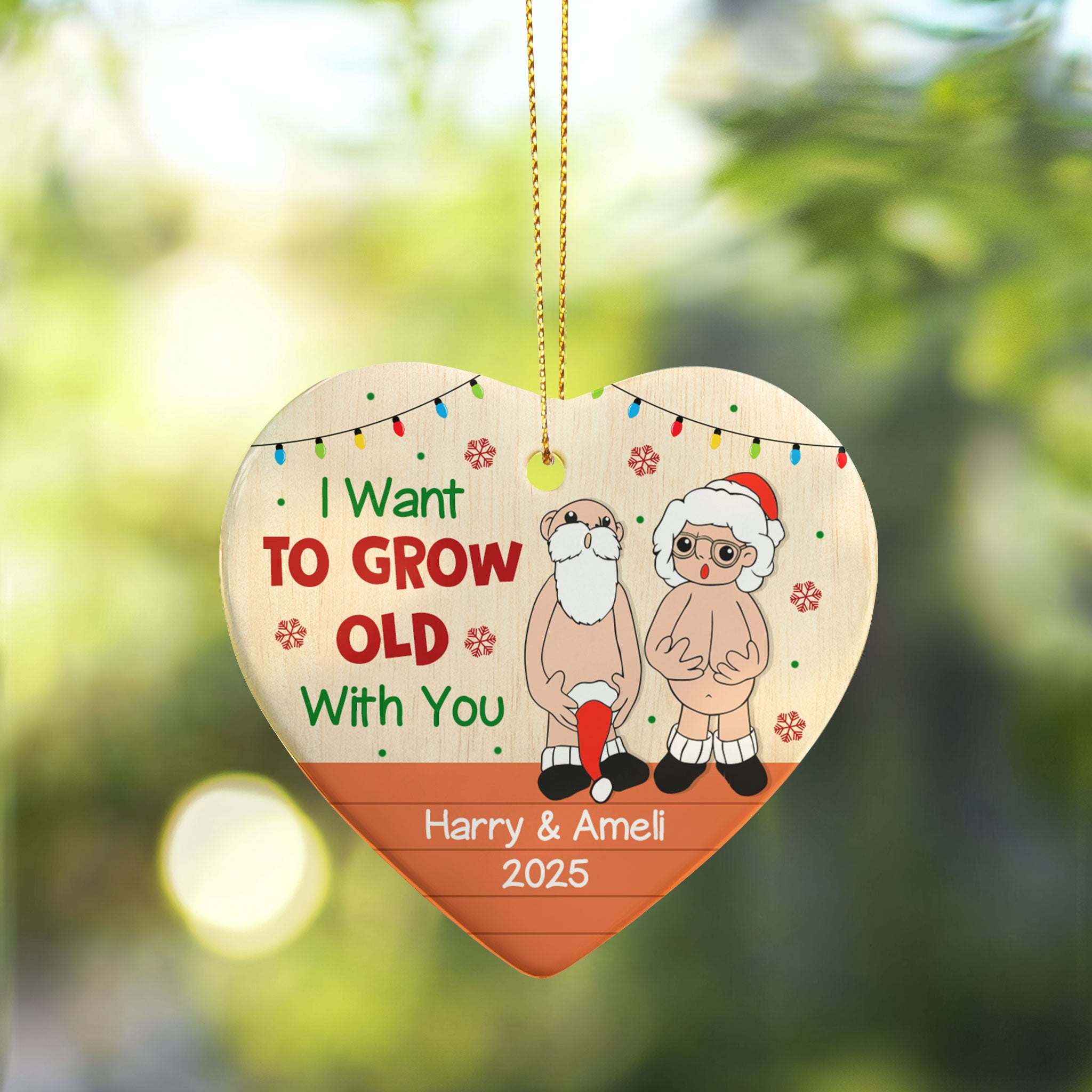 Personalized ceramic heart ornament for couples