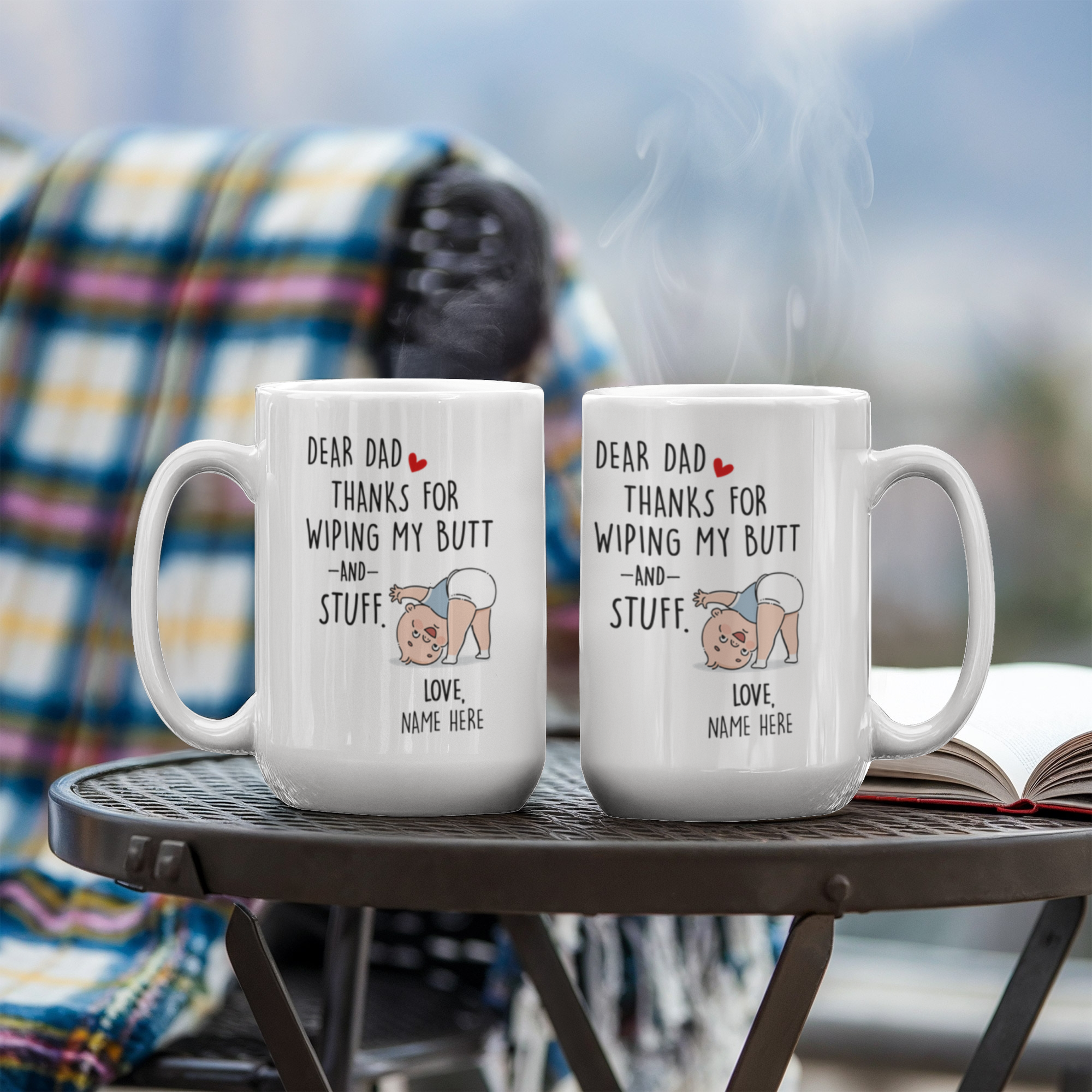 Funny Dad Mug from Baby – Personalized Thank You Dad Mug, New Dad Gift, First Father’s Day Coffee Mug
