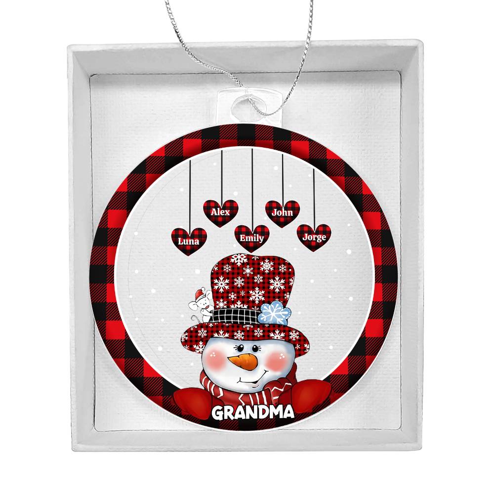 Custom 1–8 Name Christmas Bulb Acrylic Ornament – Personalized Heart Family Names