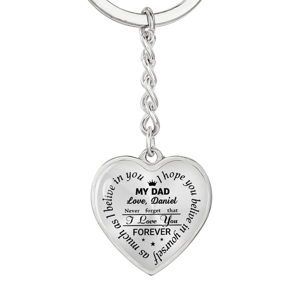 To My Dad Heart Keychain Gift from Son, I Love You Forever Personalized Keepsake Keychain