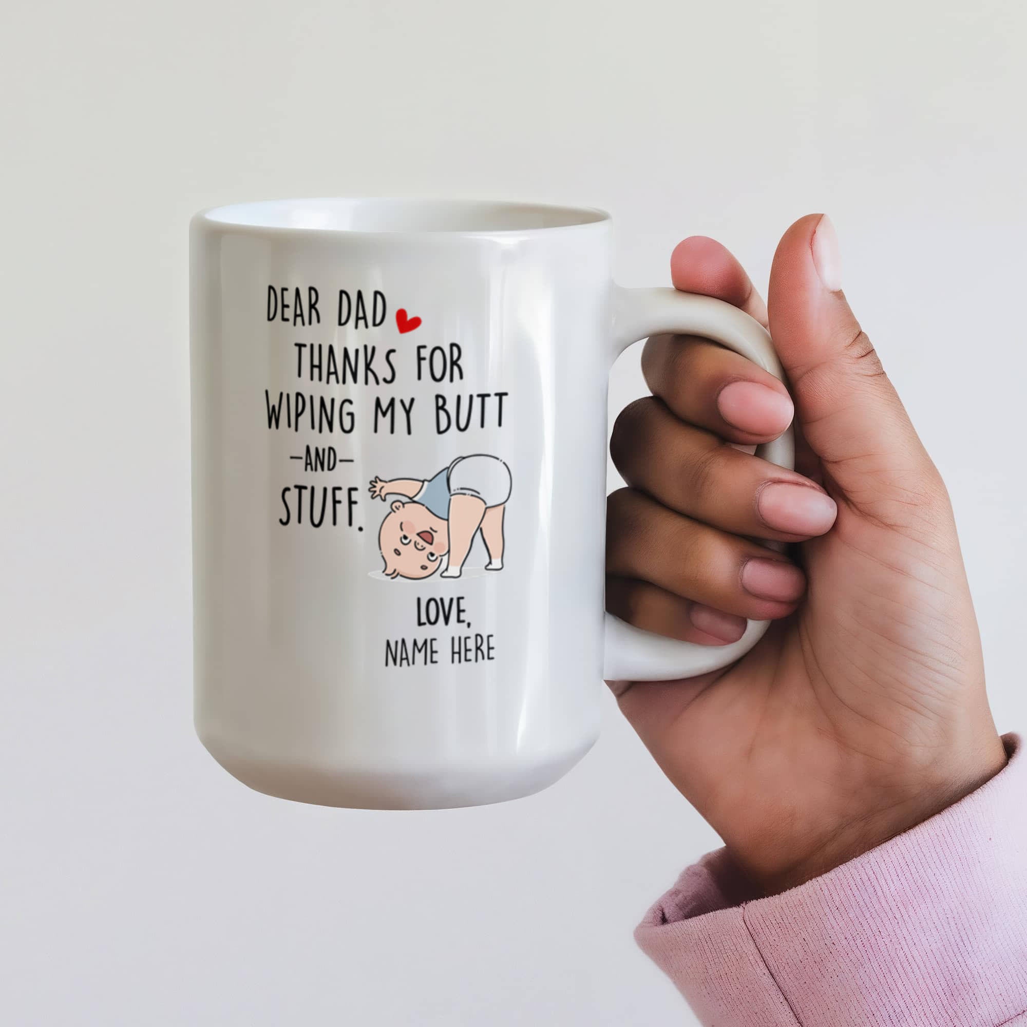 Funny Dad Mug from Baby – Personalized Thank You Dad Mug, New Dad Gift, First Father’s Day Coffee Mug