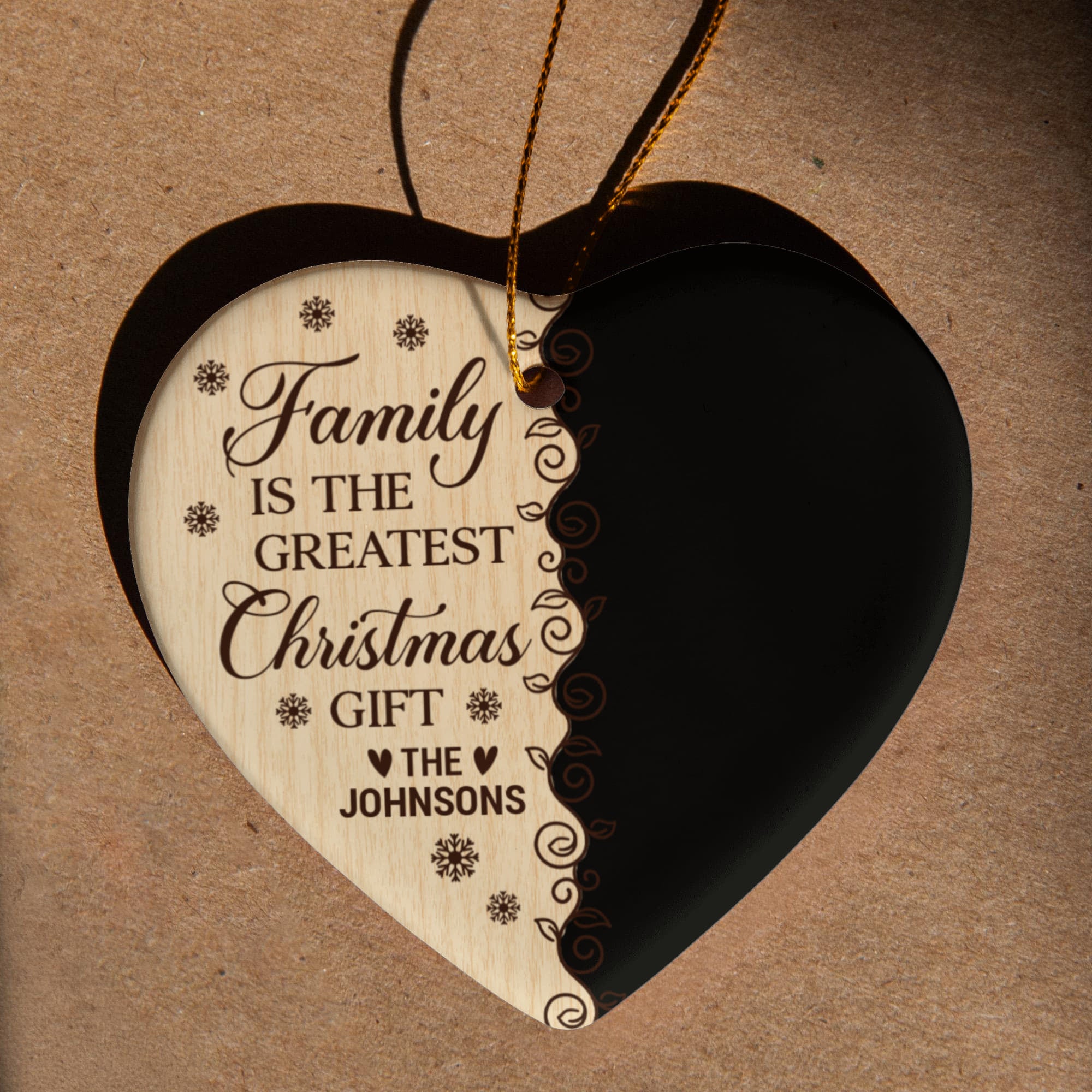 Personalized Family Photo Heart Ornament – Custom Family Name Ceramic Christmas Ornament, Holiday Keepsake for Parents & Grandparents