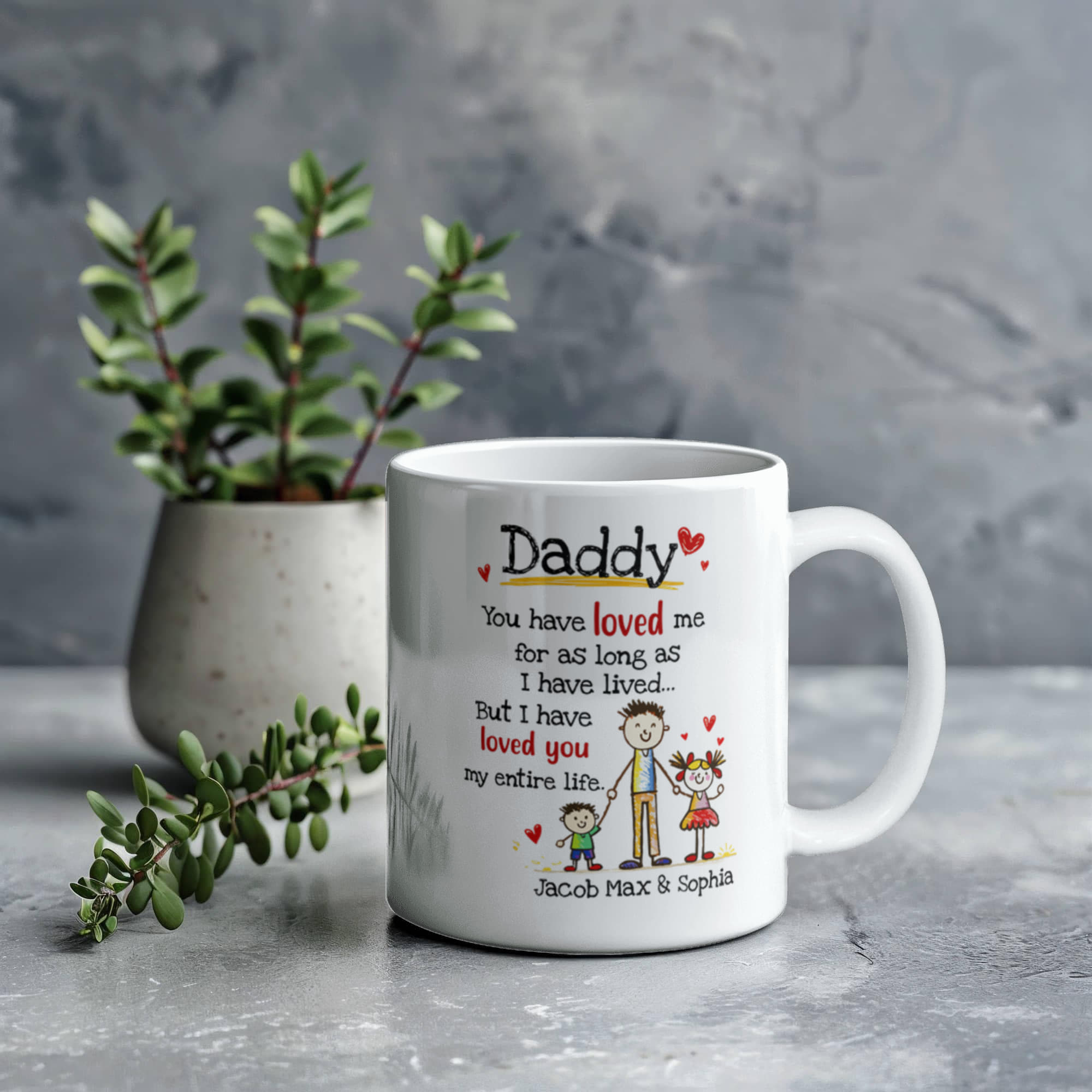 Daddy Personalized Mug from Kids – Custom Dad Coffee Mug with Kids Names, Sentimental Father’s Day Gift for Daddy