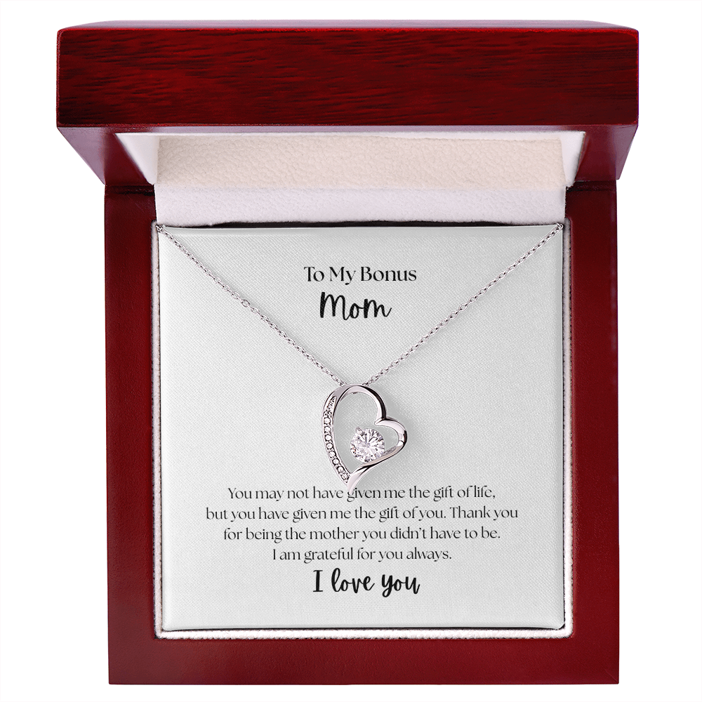 "To My Bonus Mom" Heart Necklace - Sentimental Gift