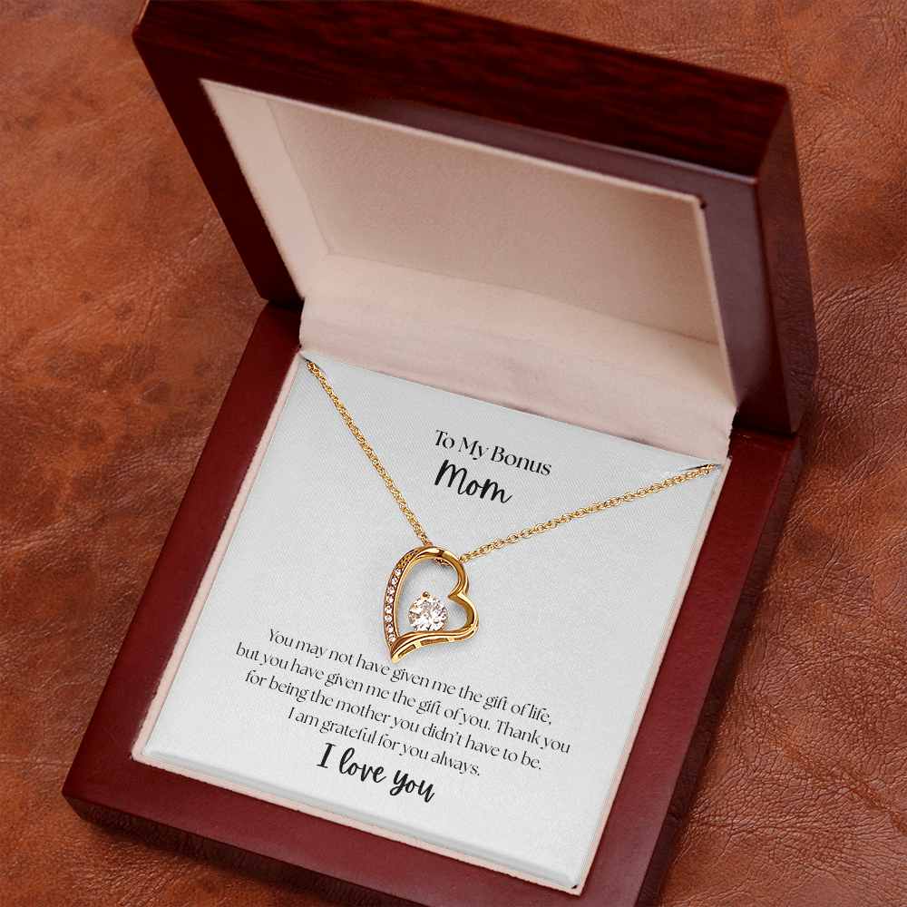 "To My Bonus Mom" Heart Necklace - Sentimental Gift