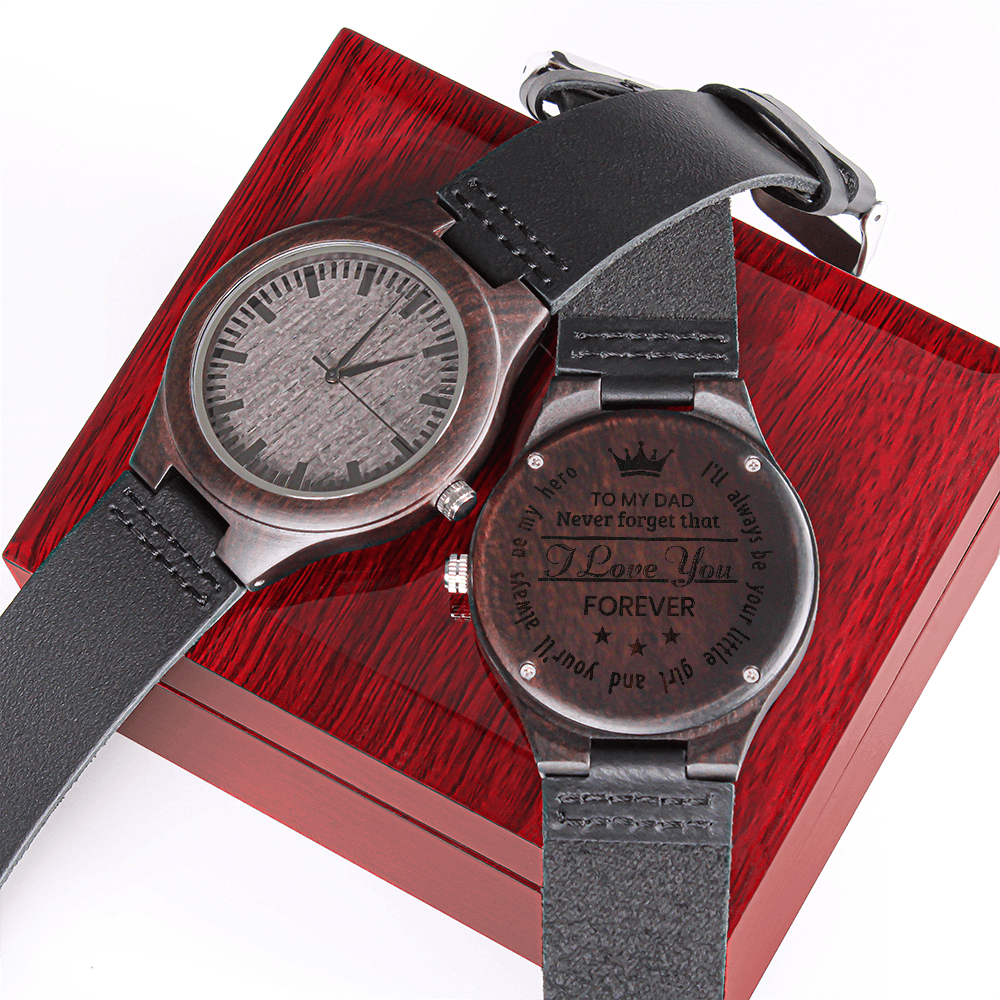 Engraved Watch for Dad from Daughter – I’ll Always Be Your Little Girl Gift, Personalized Father’s Day Watch, Meaningful Dad Leather Strap Watch