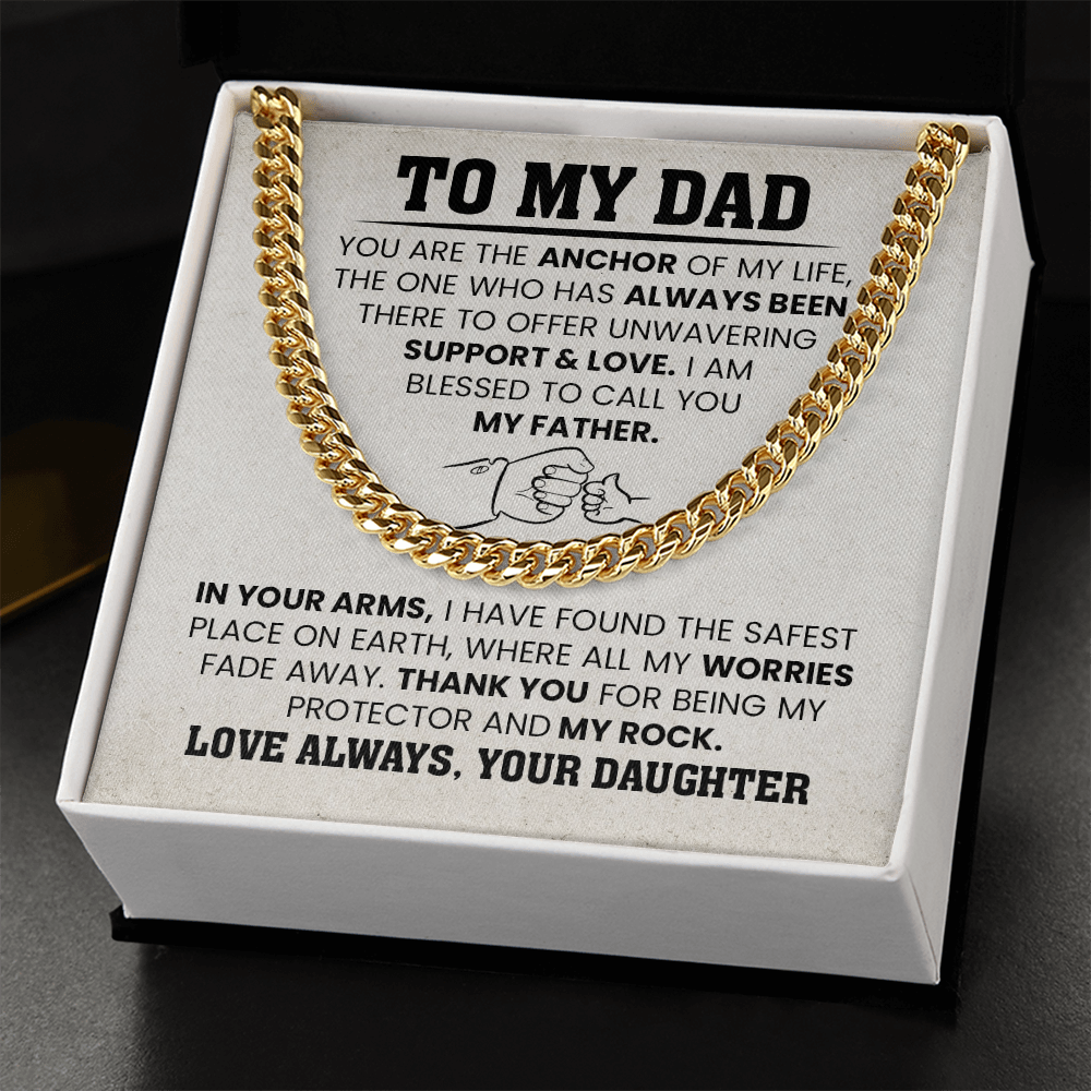 To My Dad Cuban Chain Necklace – Gift from Daughter for Dad, Sentimental Father Appreciation Necklace