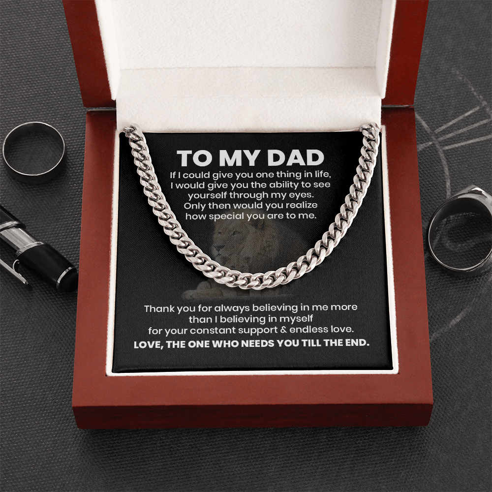 To My Dad Cuban Chain Necklace – Sentimental Father Gift, Appreciation Gift for Dad, Meaningful Necklace for Father