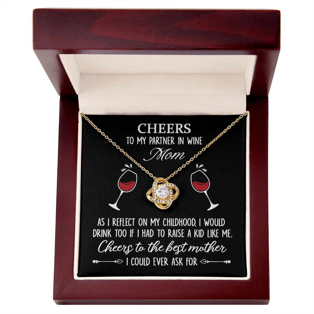 Cheers To My Partner In Wine Mom Necklace