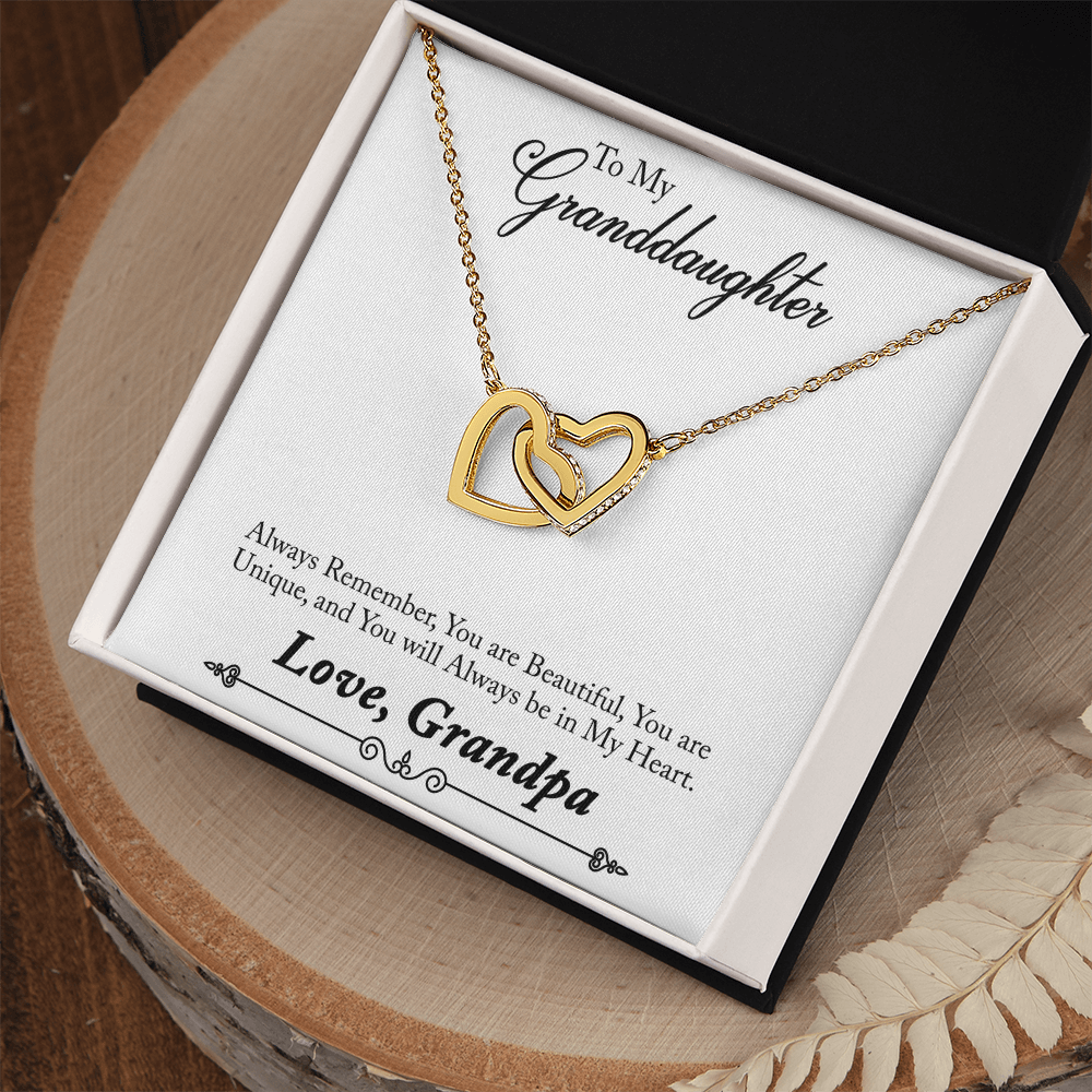 Granddaughter Interlocking Heart Necklace - Love, Grandpa Gift