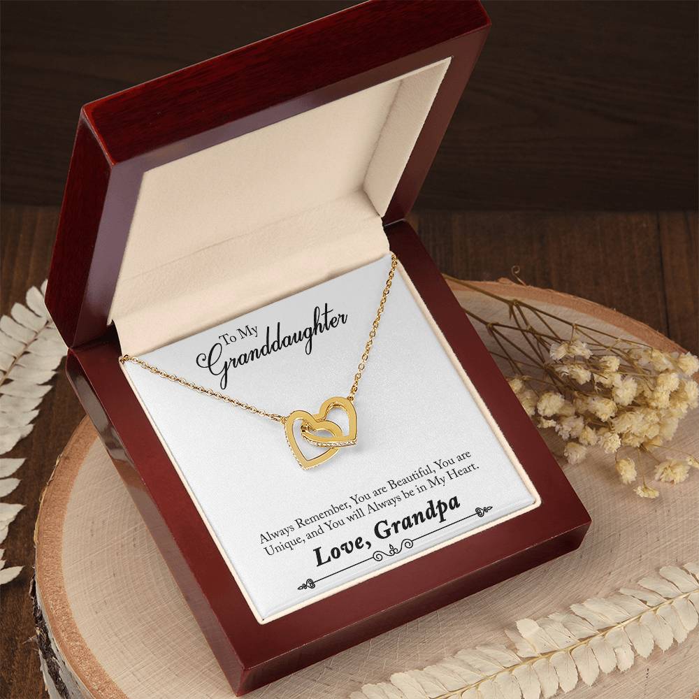 Granddaughter Interlocking Heart Necklace - Love, Grandpa Gift