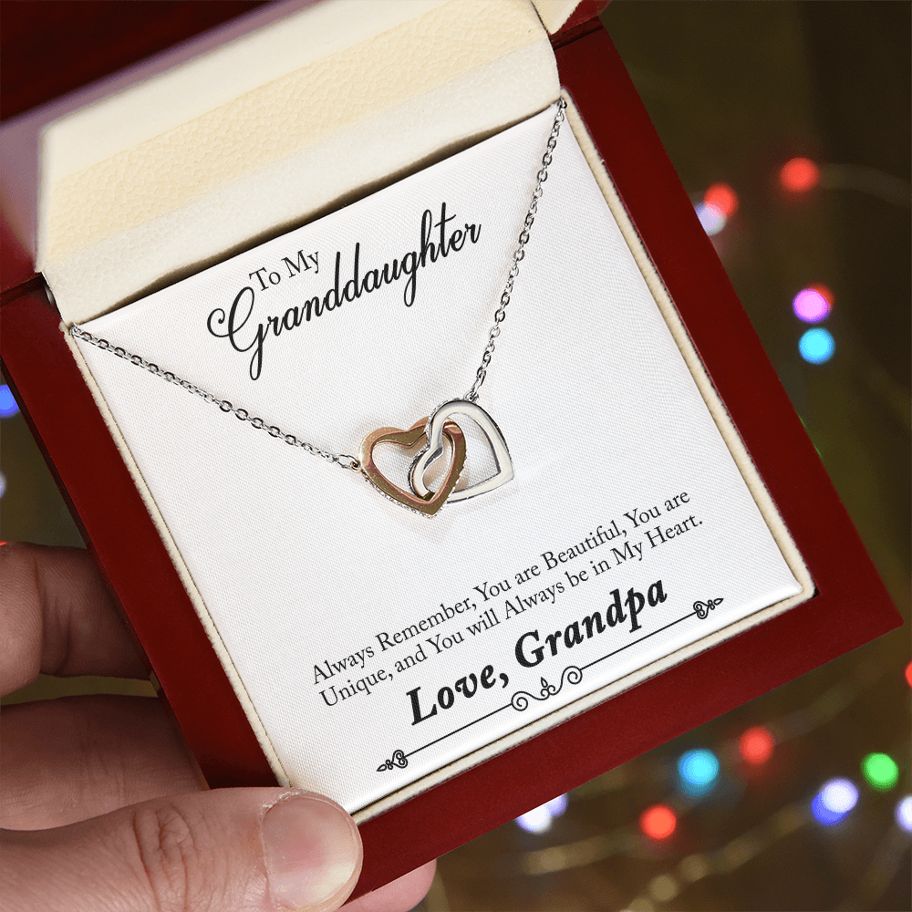 Granddaughter Interlocking Heart Necklace - Love, Grandpa Gift