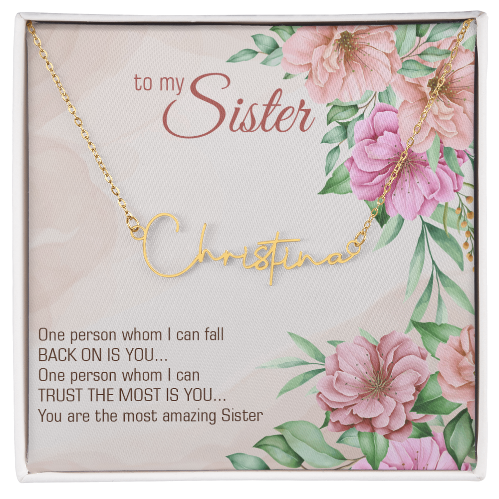 Name Necklace - "To My Sister" Sentimental Gift