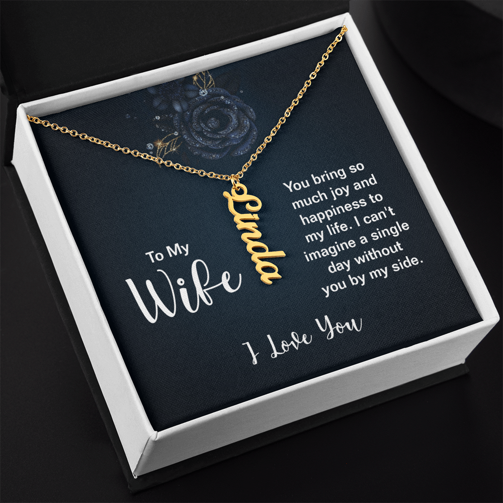 Personalized Wife Name Bar Necklace - Vertical Style