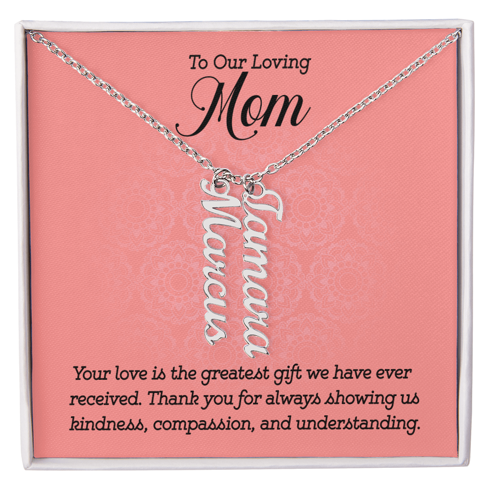 Personalized Multi-Name Necklace for Mom - Vertical Charms