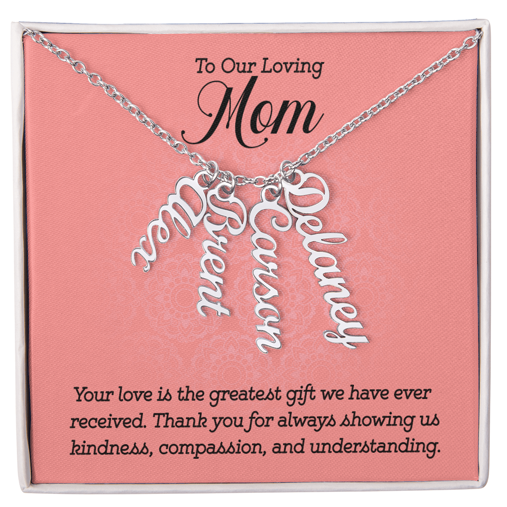 Personalized Multi-Name Necklace for Mom - Vertical Charms