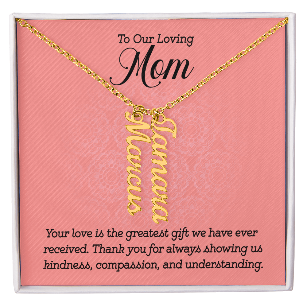 Personalized Multi-Name Necklace for Mom - Vertical Charms