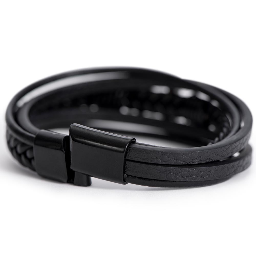 To An Amazing New Dad Bracelet – Black Leather Cross Bracelet with Heartfelt New Dad Message Card Gift