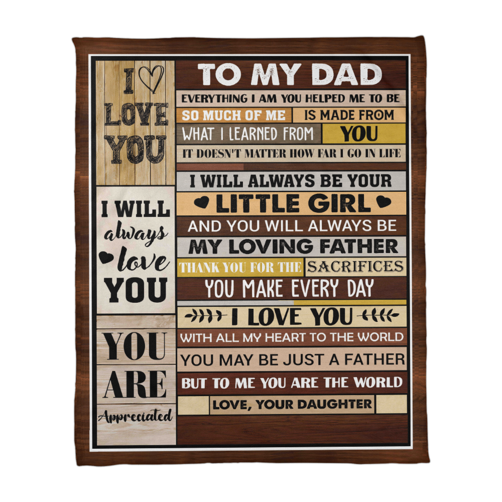 To My Dad Blanket from Daughter – Sentimental Fleece Throw “I Will Always Be Your Little Girl” Gift