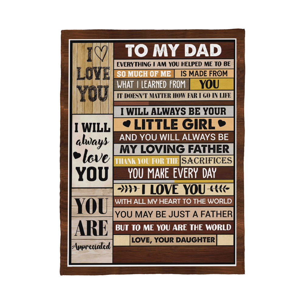 To My Dad Blanket from Daughter – Sentimental Fleece Throw “I Will Always Be Your Little Girl” Gift