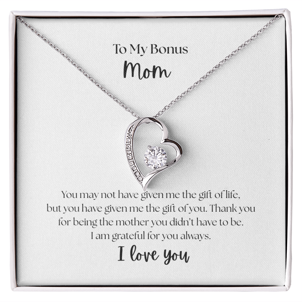 "To My Bonus Mom" Heart Necklace - Sentimental Gift