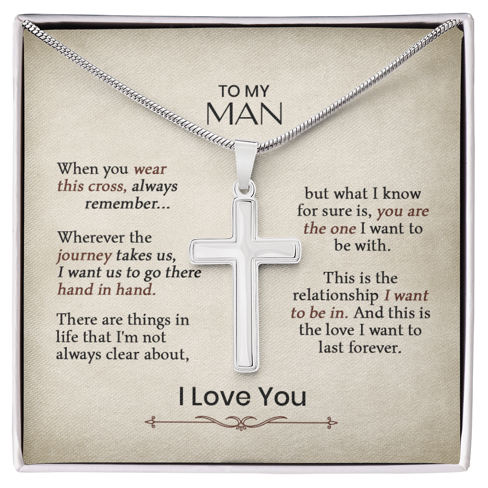 Cross Necklace for Him with Message Card
