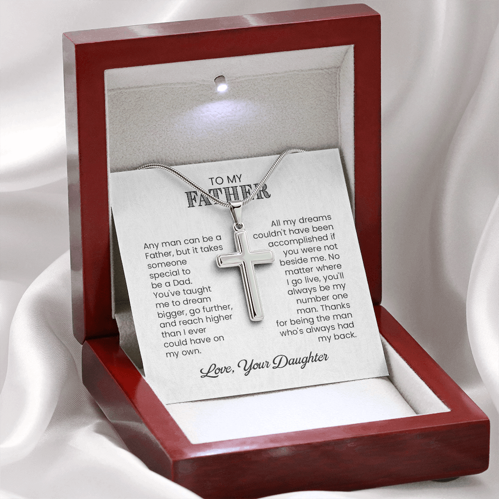 Cross Necklace Gift for Father from Daughter – Sentimental To My Father Necklace, Christian Gift for Dad