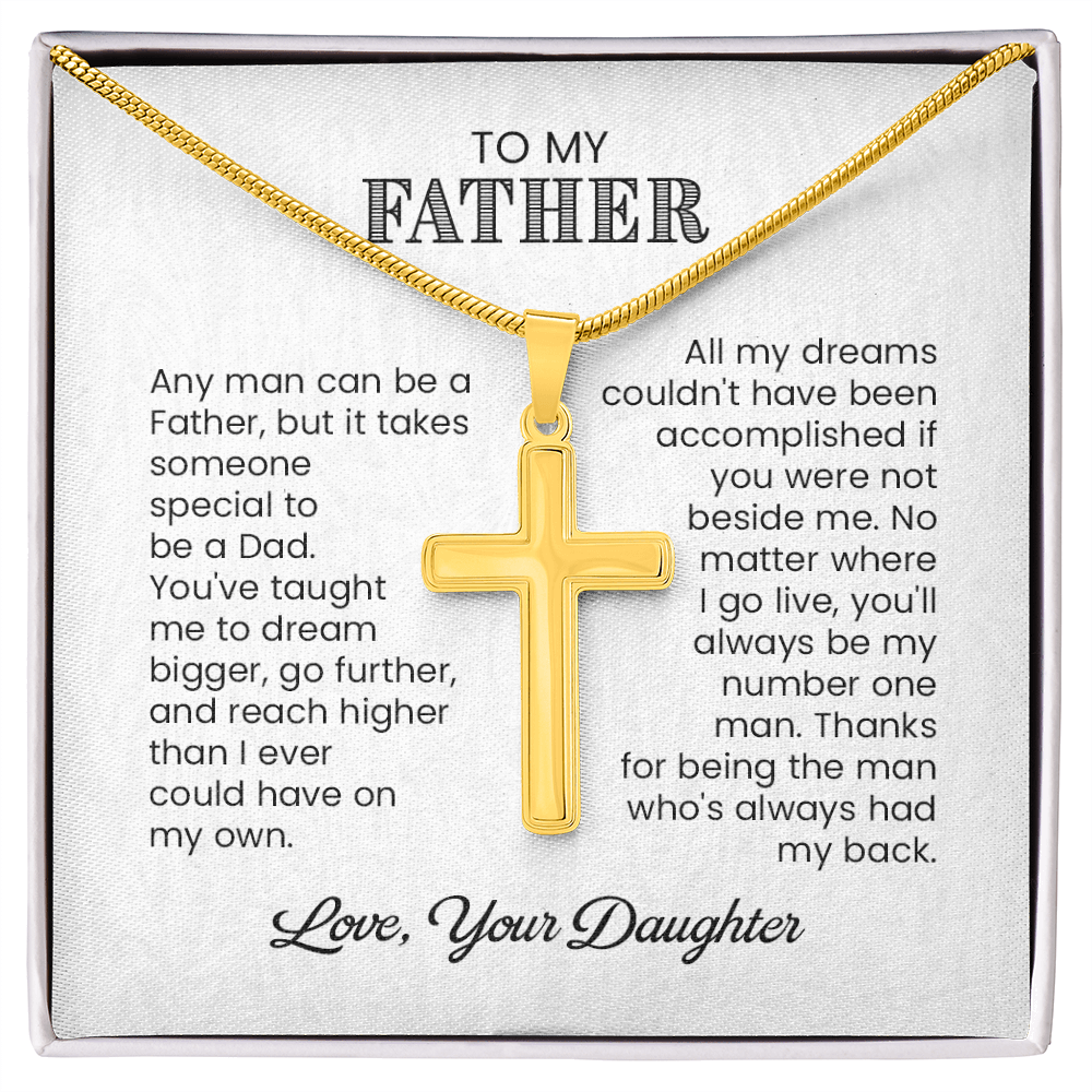 Cross Necklace Gift for Father from Daughter – Sentimental To My Father Necklace, Christian Gift for Dad