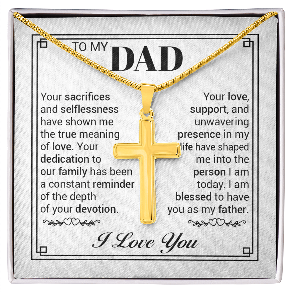 To My Dad Cross Necklace – Sentimental Father Gift, Christian Necklace for Dad, Meaningful Father Appreciation Gift