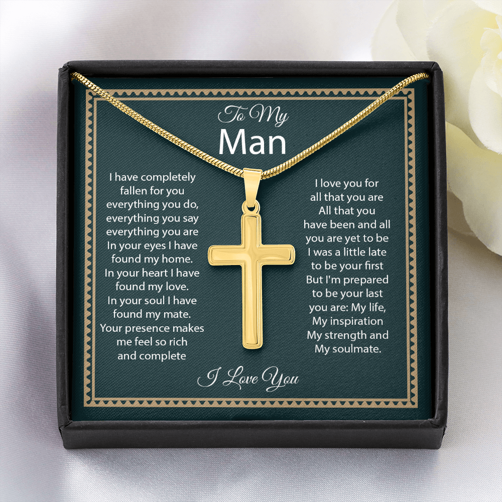 Cross Necklace for Him – Christian Cross Necklace Gift for Boyfriend, Husband or Partner with Faith-Inspired Message Card