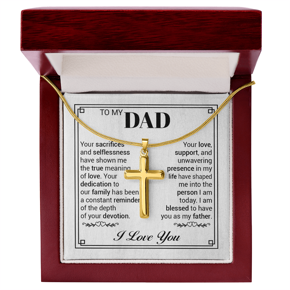 To My Dad Cross Necklace – Sentimental Father Gift, Christian Necklace for Dad, Meaningful Father Appreciation Gift
