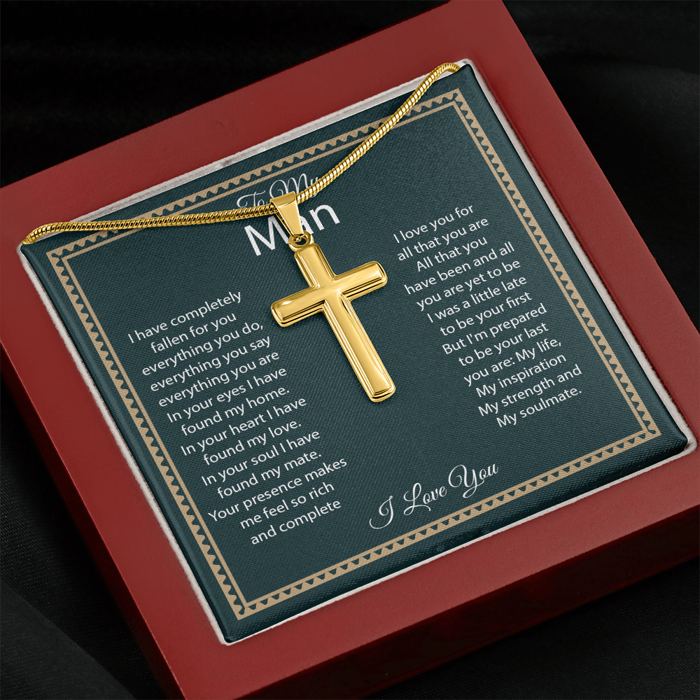 Cross Necklace for Him – Christian Cross Necklace Gift for Boyfriend, Husband or Partner with Faith-Inspired Message Card