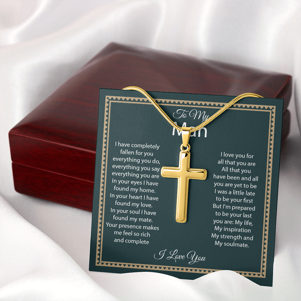 Cross Necklace for Him – Christian Cross Necklace Gift for Boyfriend, Husband or Partner with Faith-Inspired Message Card