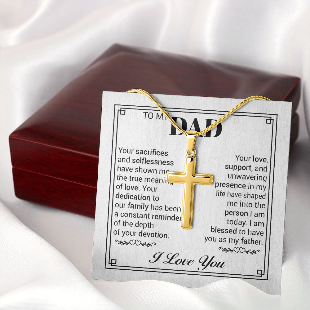 To My Dad Cross Necklace – Sentimental Father Gift, Christian Necklace for Dad, Meaningful Father Appreciation Gift