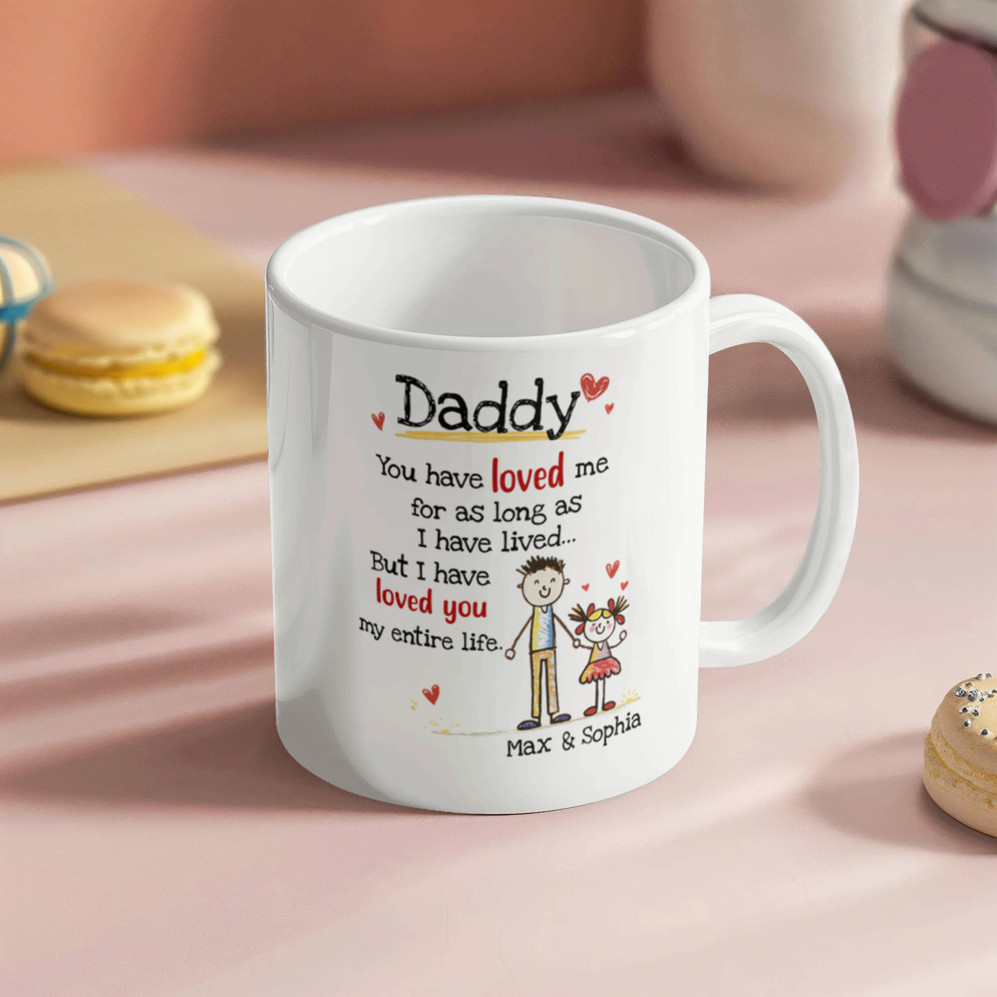 Daddy Personalized Mug from Kids – Custom Dad Coffee Mug with Kids Names, Sentimental Father’s Day Gift for Daddy