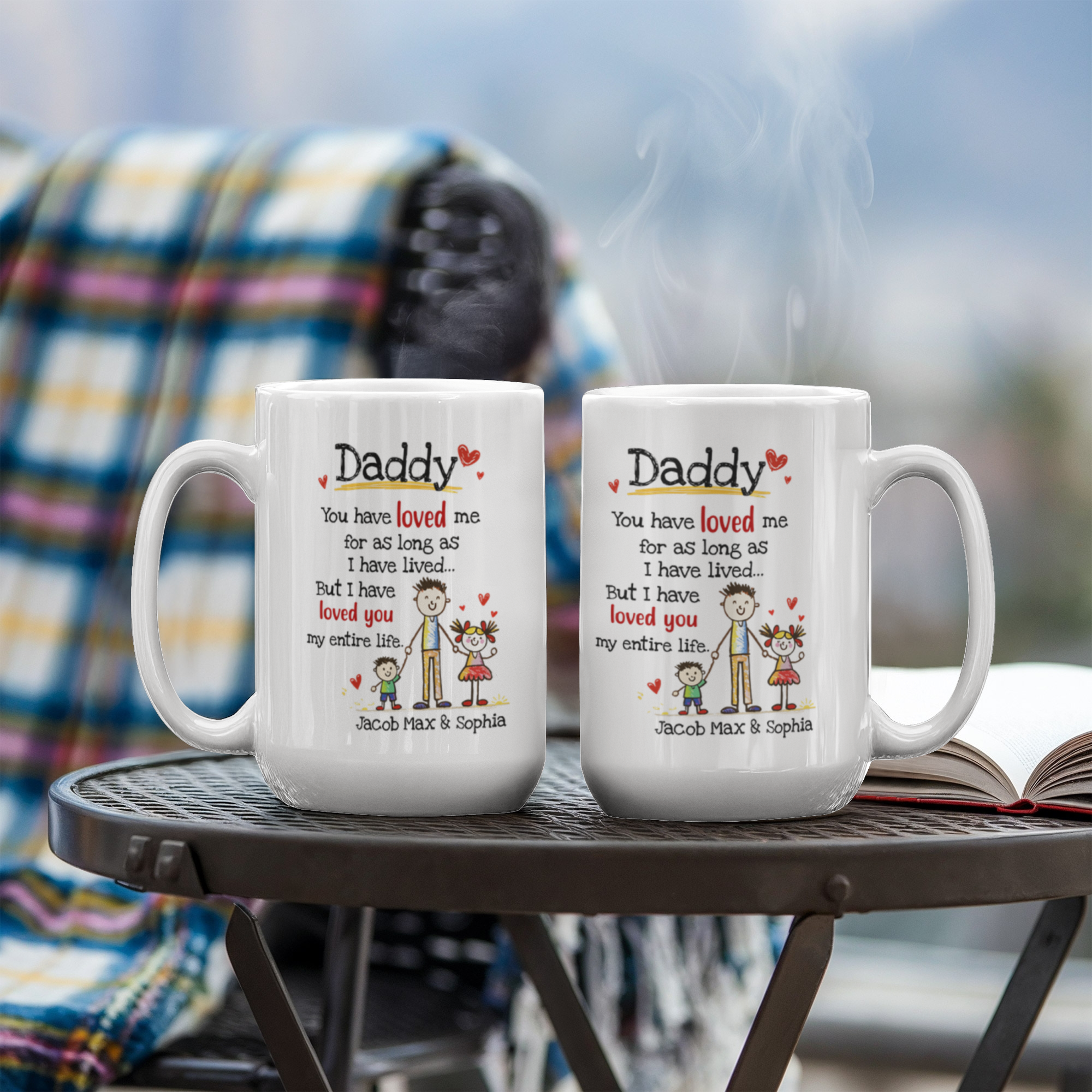 Daddy Personalized Mug from Kids – Custom Dad Coffee Mug with Kids Names, Sentimental Father’s Day Gift for Daddy