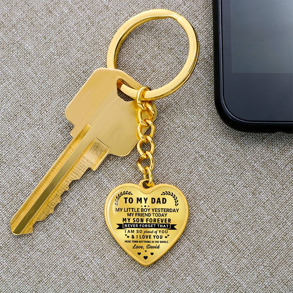 To My Dad Heart Keychain Gift from Son, My Son Forever Personalized Keepsake Gift