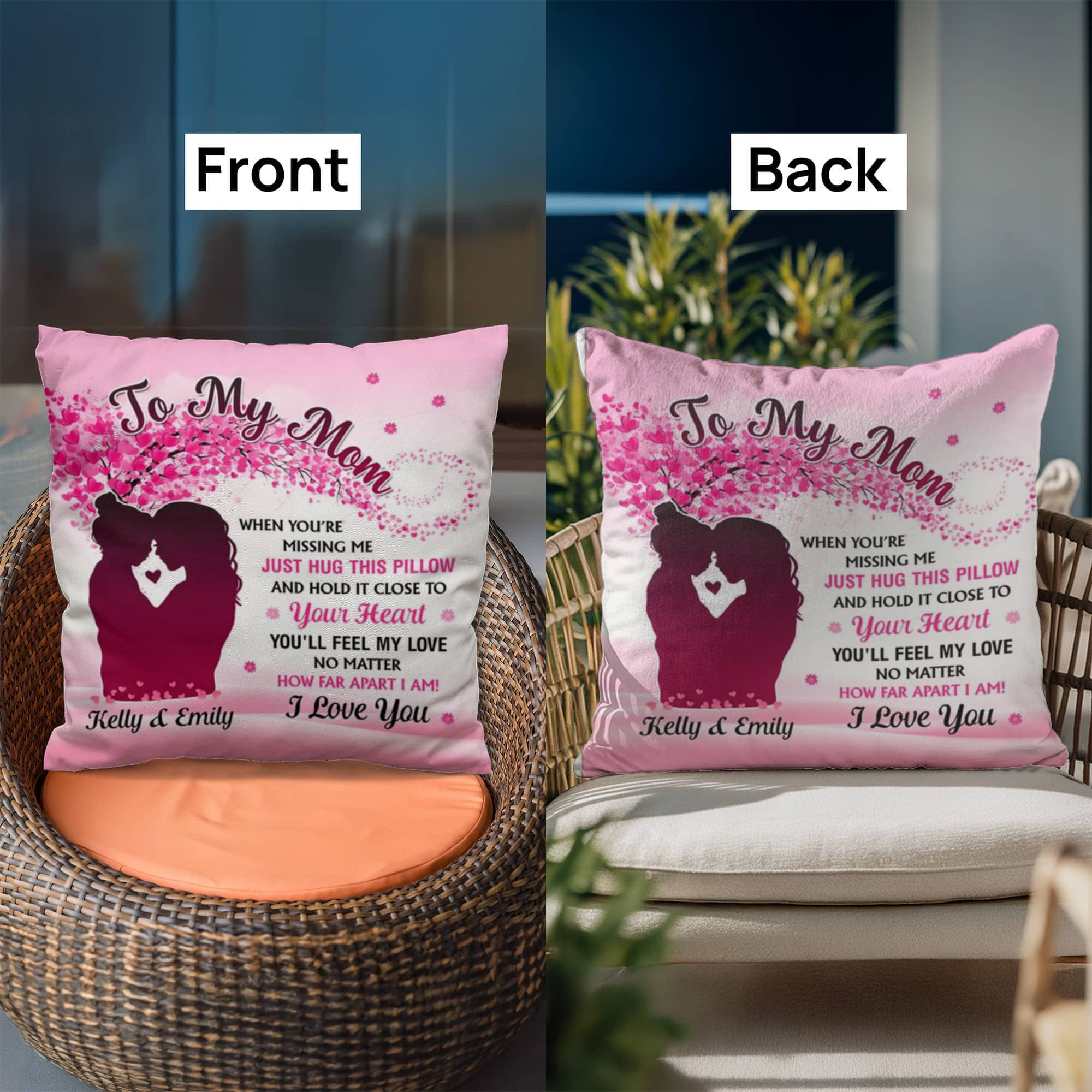 To My Mom Personalized Pillow – Mother’s Day Gift for Mom from Kids, Custom Name Mom Pillow, Sentimental Mom Throw Pillow