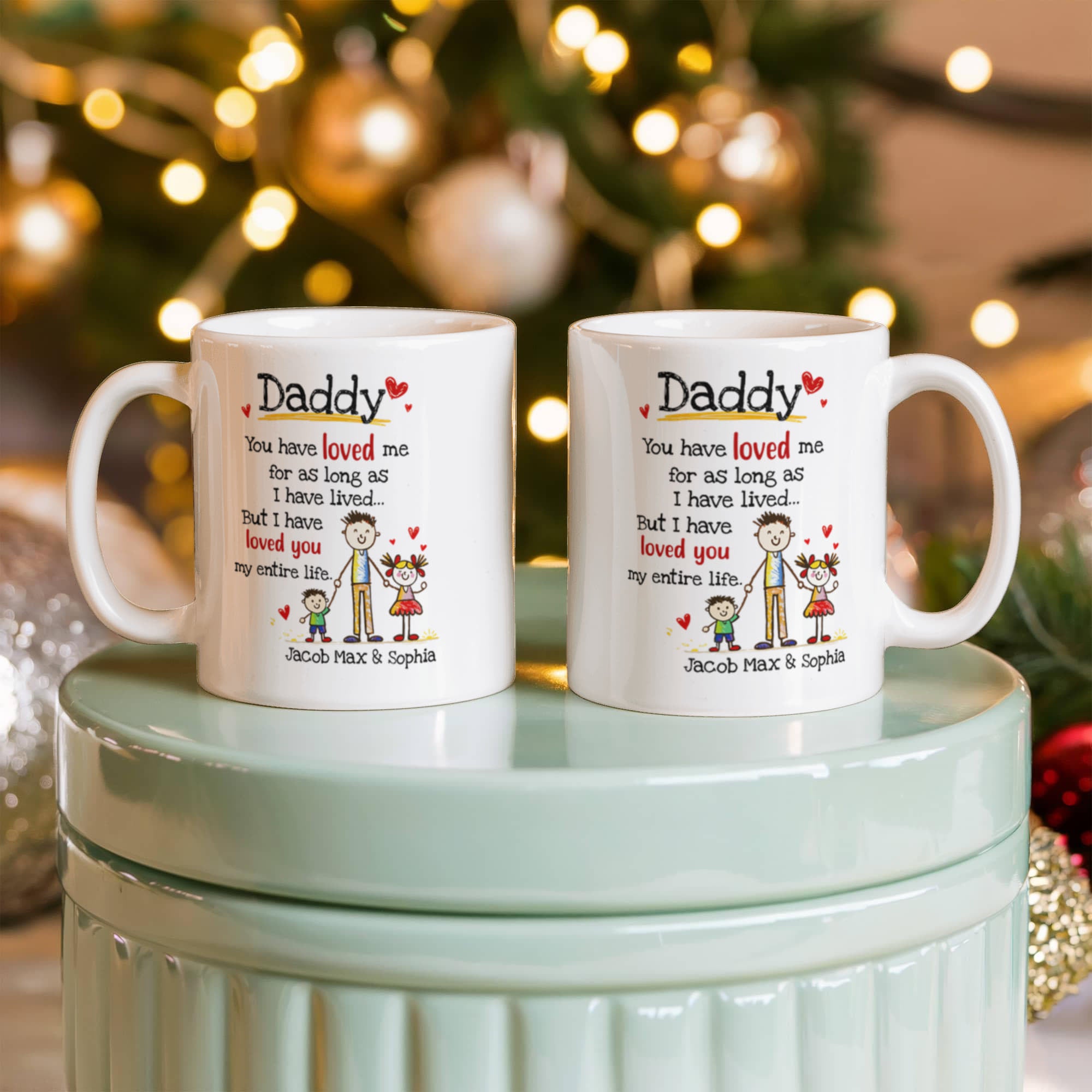 Daddy Personalized Mug from Kids – Custom Dad Coffee Mug with Kids Names, Sentimental Father’s Day Gift for Daddy
