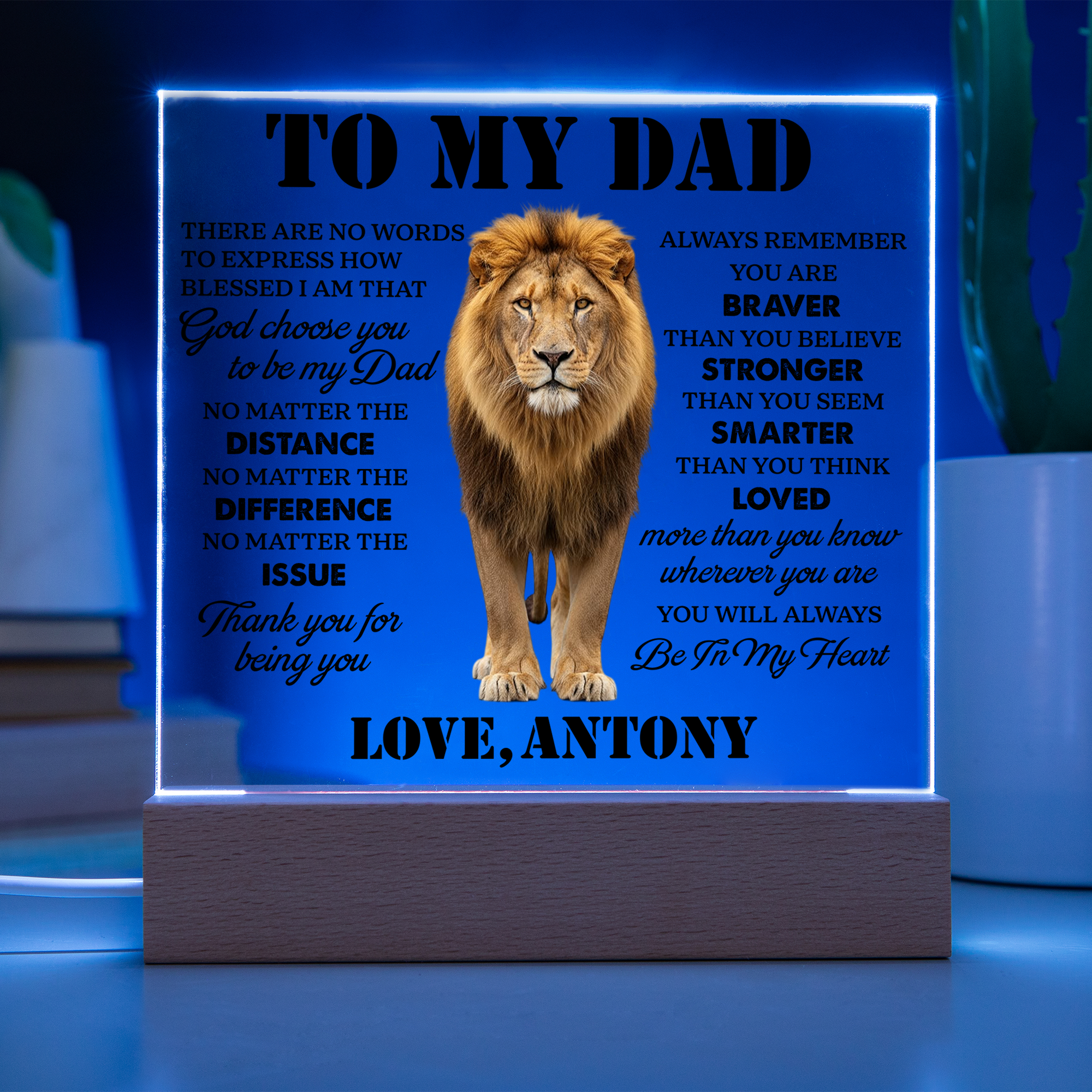 Personalized To My Dad LED Night Light Plaque - Emotional Father&