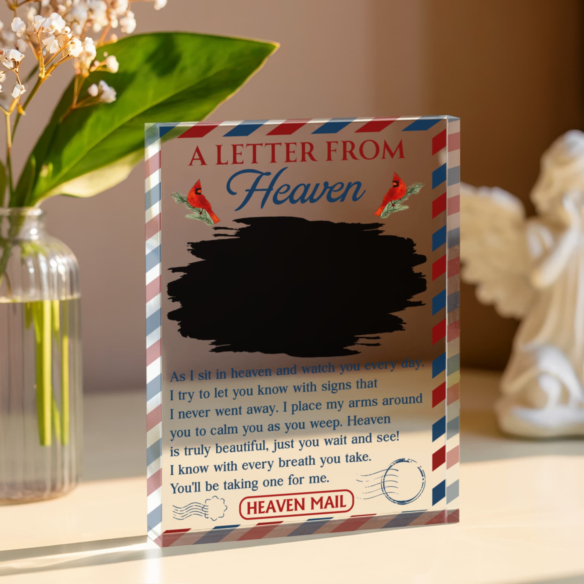 Sympathy gift acrylic plaque with heaven message