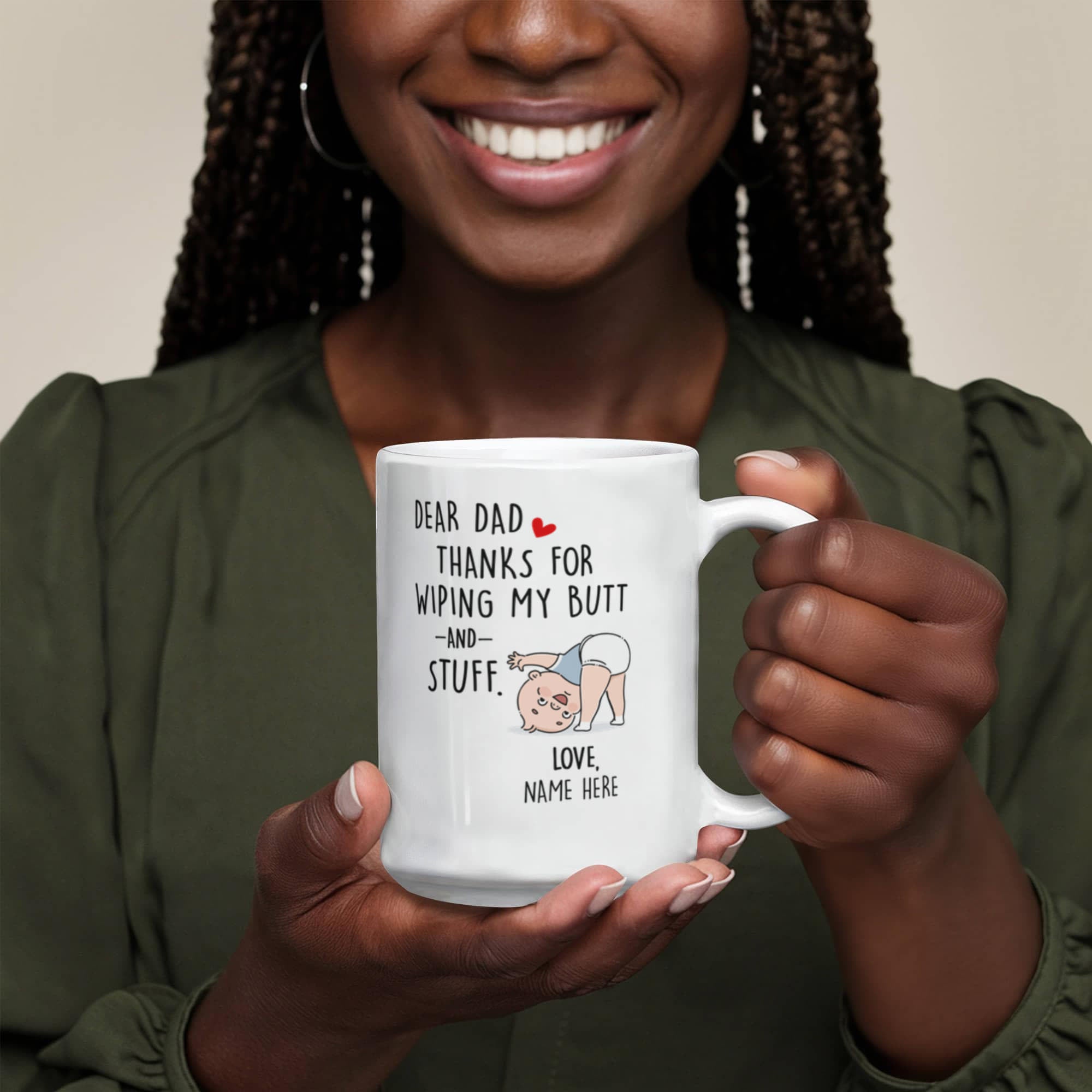 Funny Dad Mug from Baby – Personalized Thank You Dad Mug, New Dad Gift, First Father’s Day Coffee Mug