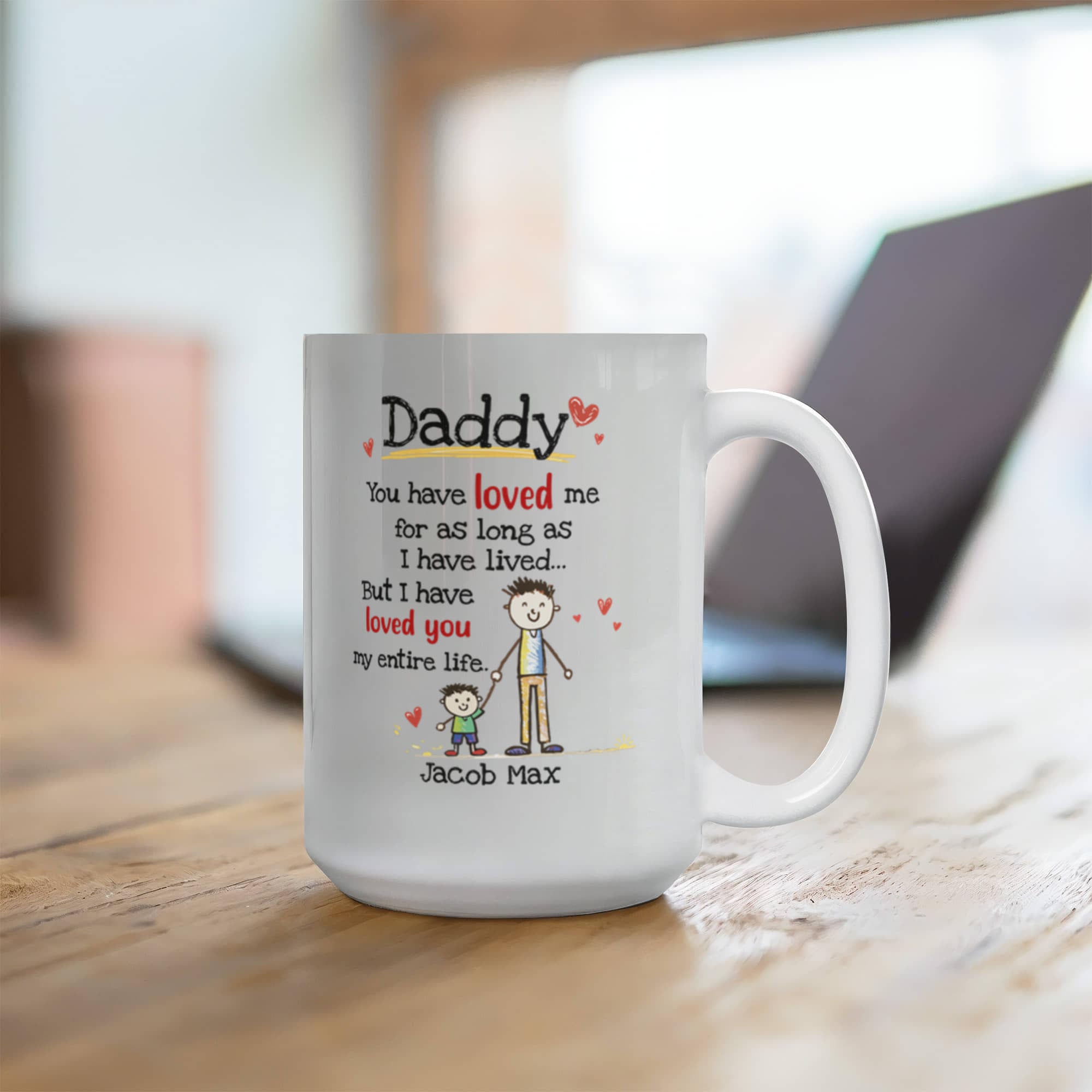Daddy Personalized Mug from Kids – Custom Dad Coffee Mug with Kids Names, Sentimental Father’s Day Gift for Daddy