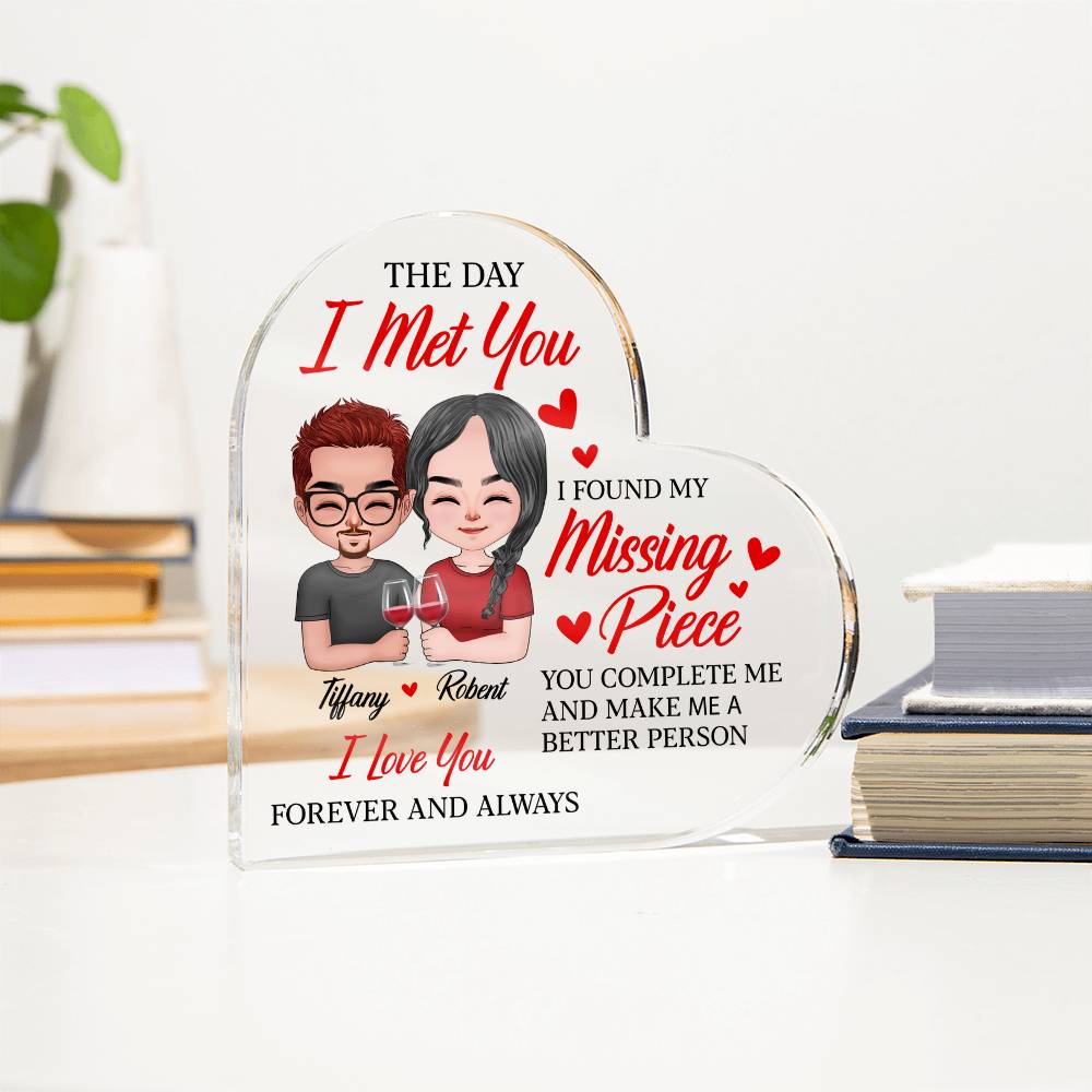 Personalized Heart Acrylic Valentine Plaque – Custom Couple Names Romantic Valentine Gift for Her or Him