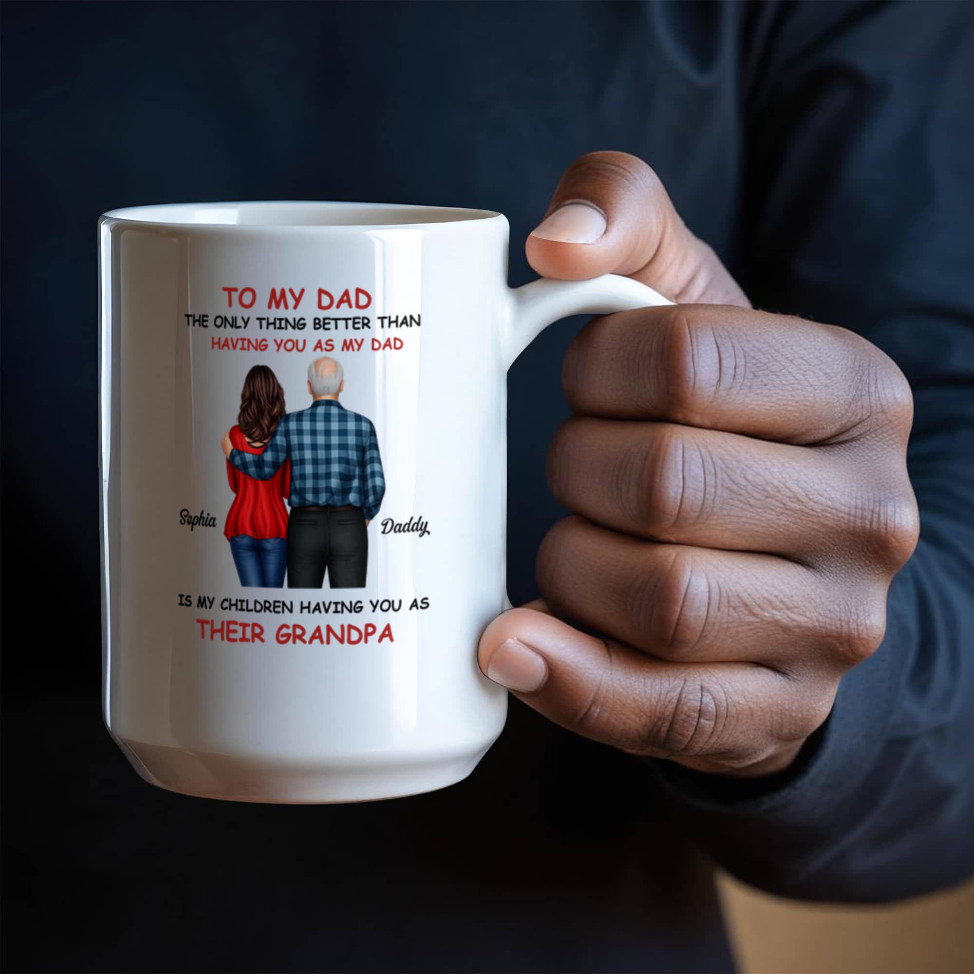 To My Dad Grandpa Mug – Father to Grandpa Gift, Personalized Dad Mug from Daughter, Father&