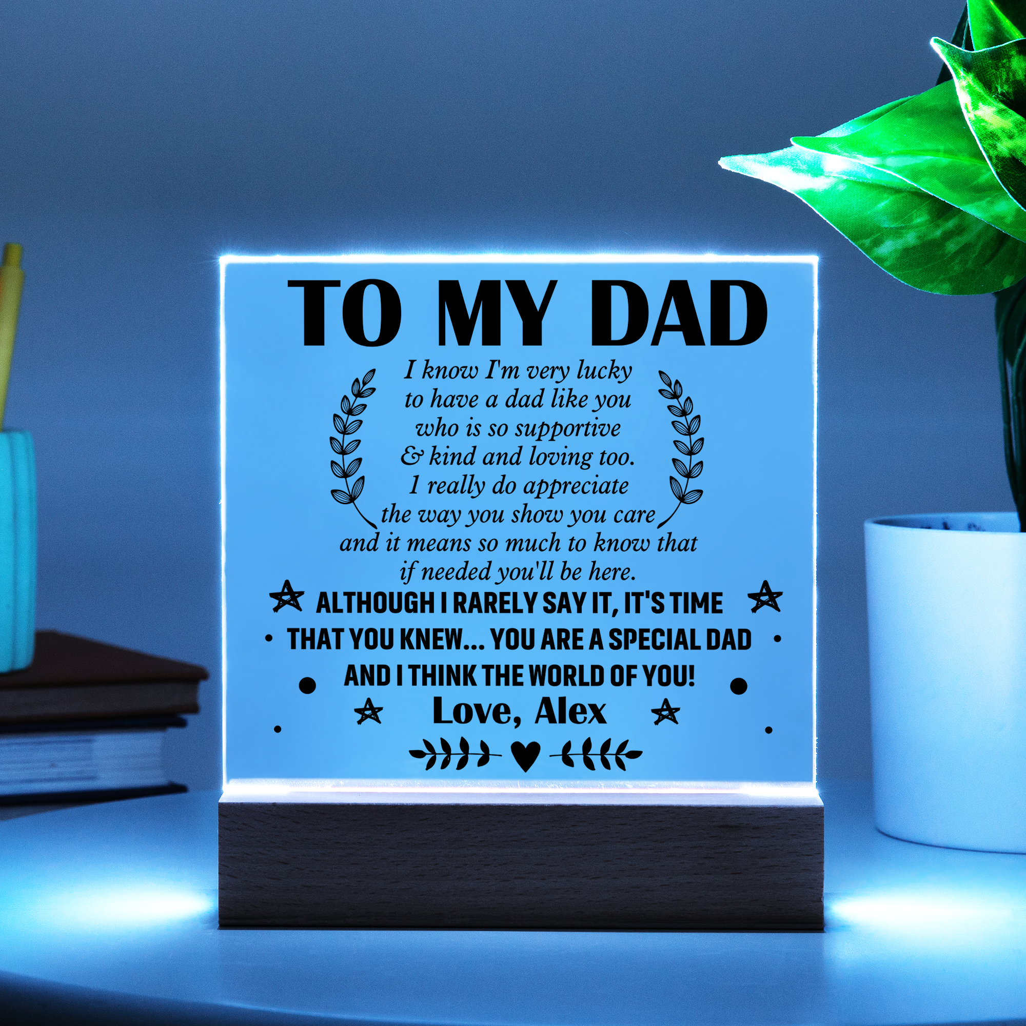 Personalized To My Dad LED Night Light Plaque - Emotional Father&